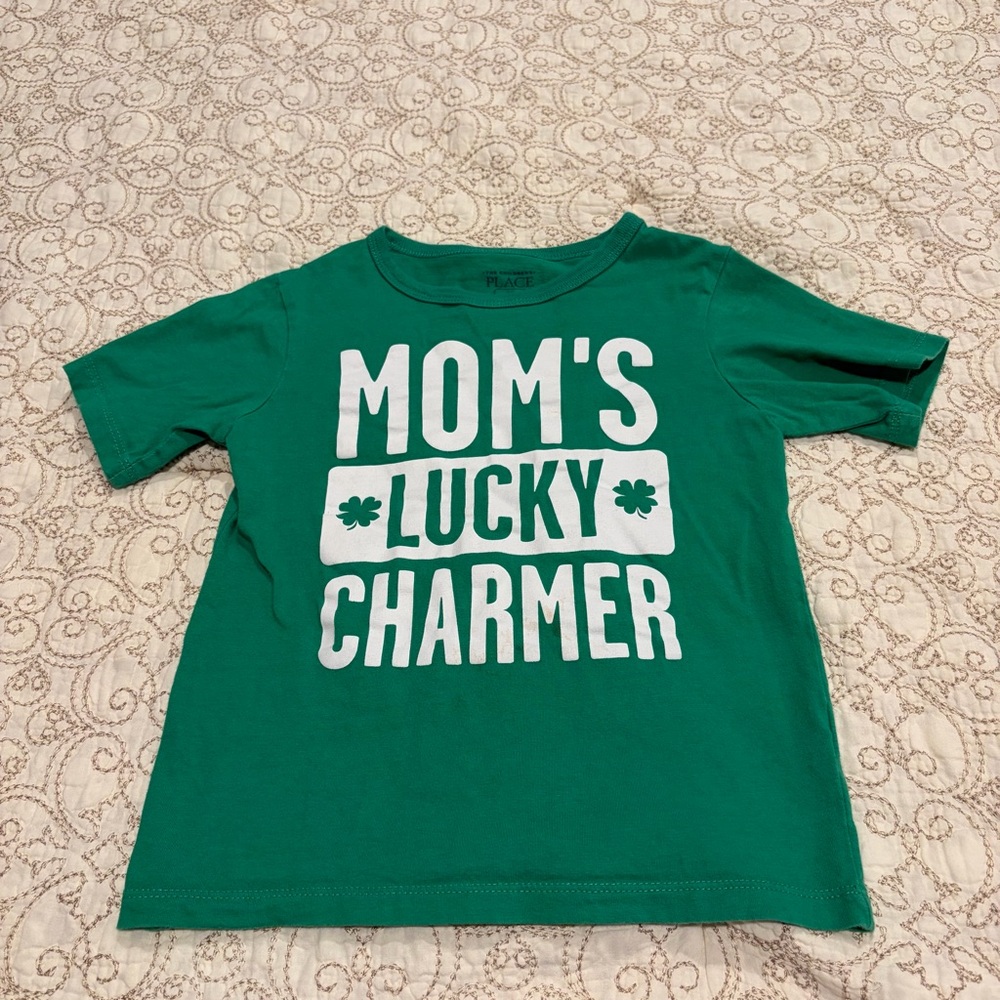 The Children's Place Boys Green 'Mom's Lucky Charmer' Short Sleeve Tee Size 4T